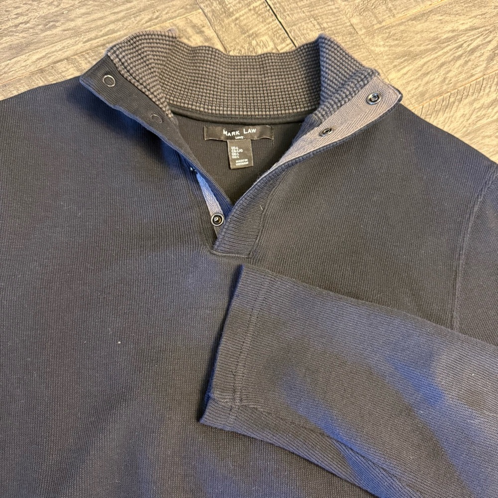 Mark Law‎ Luxury 1/4 Snap Button Sweater Black Large